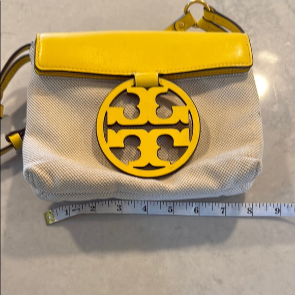 Tory Burch Miller Canvas Crossbody Bag in Lemon Drop - Picture 12 of 13